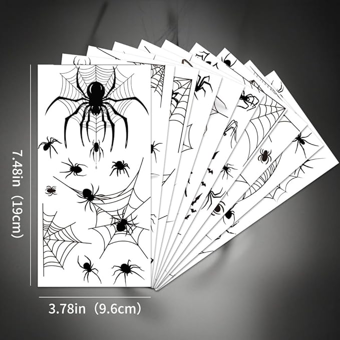 10 Sheets Halloween Temporary Tattoos Mixed Styles Halloween Spider Web Tattoos Red Spider Fake Tattoos Realistic Black Stickers Waterproof Cobweb Tattoo for Kids Boys Girls Body Art Makeup