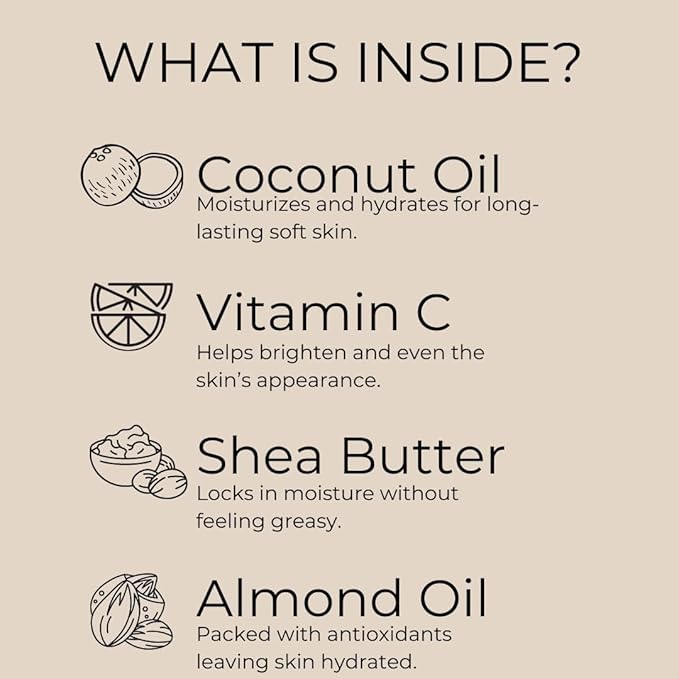 Amira Beauty Body Butter - Whipped Rich Lightweight Hydrating Coconut Oil & Vitamin C to Soften & Moisturize Skin - Scented with Cashmere Vanilla & Musk Body Lotion, 2.4 oz