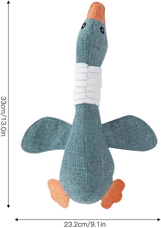 Squeaky Goose Dog Toy, Cotton Linen Blend Chew Toy for Small Medium Dogs and Cats, Interactive Play Toy with Teeth Cleaning Function(Blue)