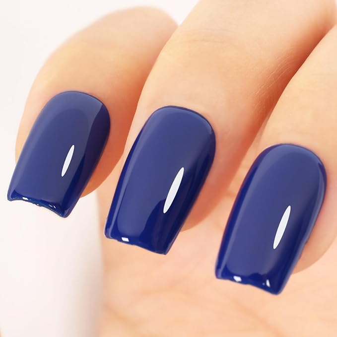 Deep Navy Blue Gel Nail Polish - 15ml Self-Leveling, Chip-Resistant, Lasts 28+ Days for Salon Manicure at Home