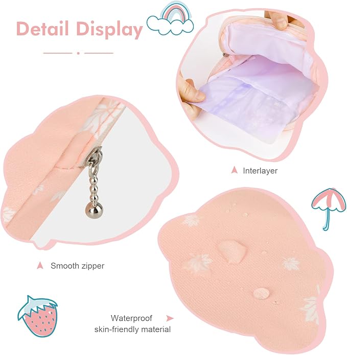 airogym 2 Pack Period Bag for Womens, Sanitary Napkin Storage Bag, Functional Waterproof Sanitary Pads Bags for Panty Liners, Tampons, Menstrual Cups Pouches, Sanitary Pads Organizer with Zipper