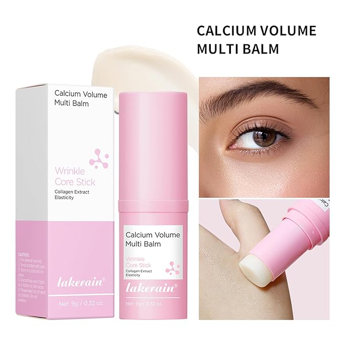 Cemenrete Calcium Volume Multi Balm Stick, Korean Collagen Moisturizing Glow, Hydrating & Anti-Aging Almond Vitamin E for Face, Eyes, Lips & Neck (Multi Balm Stick, 1)