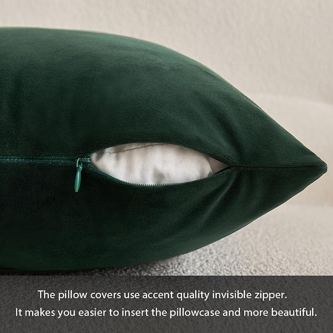 MIULEE 12x20 Inch Lumbar Velvet Throw Pillow Covers Army Green | Pack of 2 Soft Solid Decorative Pillow Covers, Modern Luxury Home Decor, for Chair Couch Sofa Bedroom Livingroom