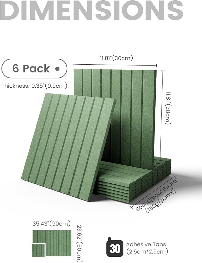 Fluxynara 36" x 24" Large Felt Bulletin Board, Moss Green | 6 Pack Cork Board Alternative with 30 Safe Adhesive Tabs, Felt Pin Boards for Wall Decor, Home, Office, Classroom, Dorm