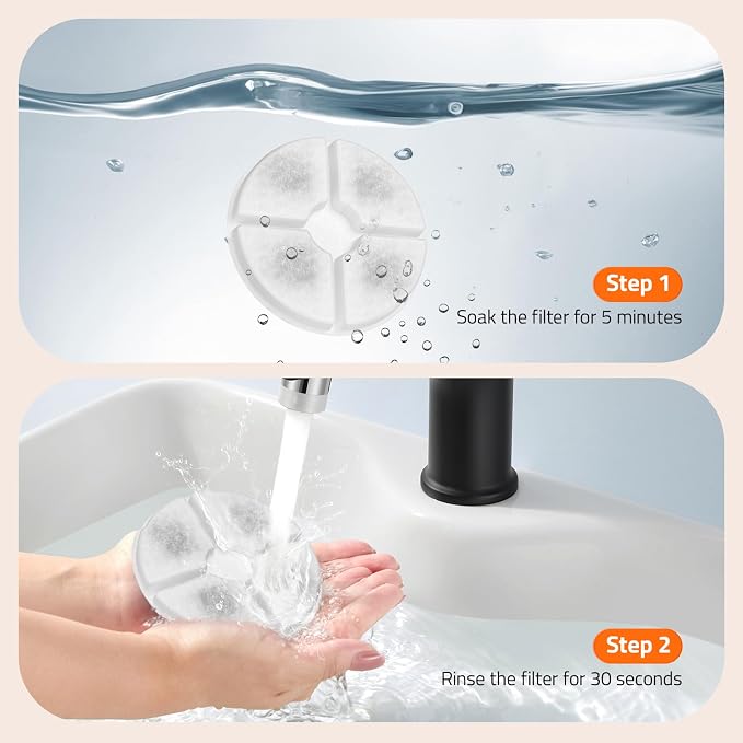 Pawtners Dog Water Fountain, 8 Replacement Filters for 10in/6.7in Fountain | Multiple Filtration, filter out hair, dust, debris and adsorb heavy metal ions, Suitable for Small Medium Large Dogs Cats Pet