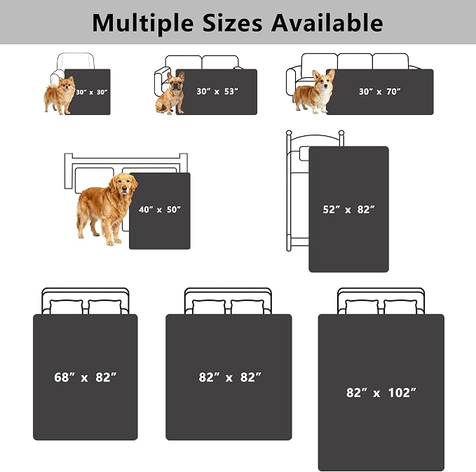Waterproof Couch Cover for Dogs - Washable Pets Furniture Protector | TPU Leak-Proof Liner, Lightweight & Reversible, Fits Chair, Sofa, Bed, 82" x 82" , Lightgrey/Darkgrey