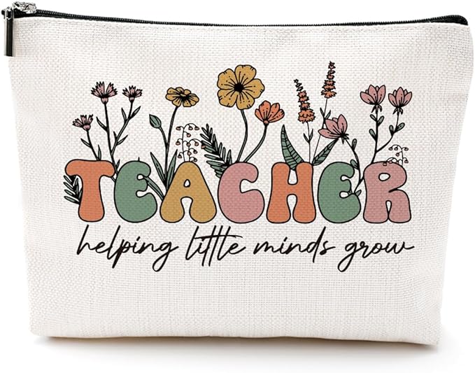 Inspirational Teacher Appreciation Cosmetic Bag - Makeup Pouch for Retirement, Christmas, Birthday - Best New Gift for Women, Colleague, Tutor, Principal