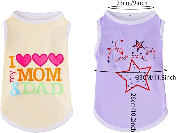 choyaxo 4pcs Dog Shirts Sleeveless Printed Pet Vest for Chiuahaha Small Medium Dogs Spring Summer