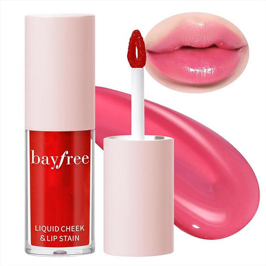 bayfree Liquid Cheek & Lip Stain, Korean Lip Tint with Moisturizing & Weightless, Non-Sticky, Long-Lasting, Kiss-proof, All Long-wearing, Vegan Makeup (Honey Peach)
