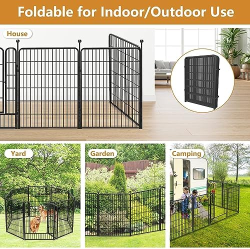 Dog Pen Portable Dog Fence Dog Playpen for Large Dogs, 40" Tall Dog Playpen Dog Fencing Outdoor 24 Panels Black Metal Dog Play Pens Exercise Fencing with Door Pet Play Pen for Camping, Yard