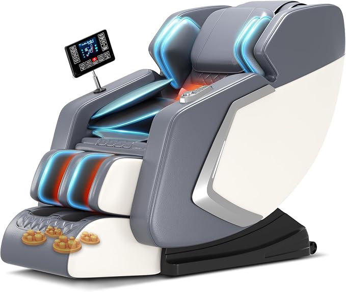 Zero Gravity Shiatsu Massage Chair Full Body Deep Tissue Massage with Lumbar/Calf Heat, Foot Rollers & Recline - Relieve Back Pain for Home Office Workers/Athletes