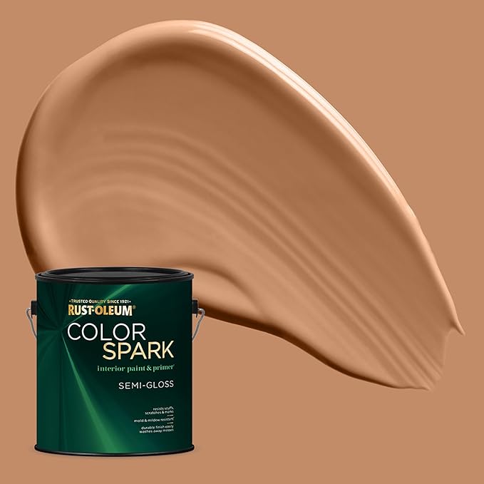 Rust-Oleum Color Spark Interior Paint and Primer in One, Semi-Gloss, Toasted Clay, 1 Gallon
