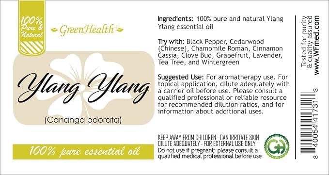 Ylang Ylang Essential Oil – 32 fl oz (946 ml) Aluminum Bottle w/Plug Cap – 100% Pure Essential Oil – GreenHealth