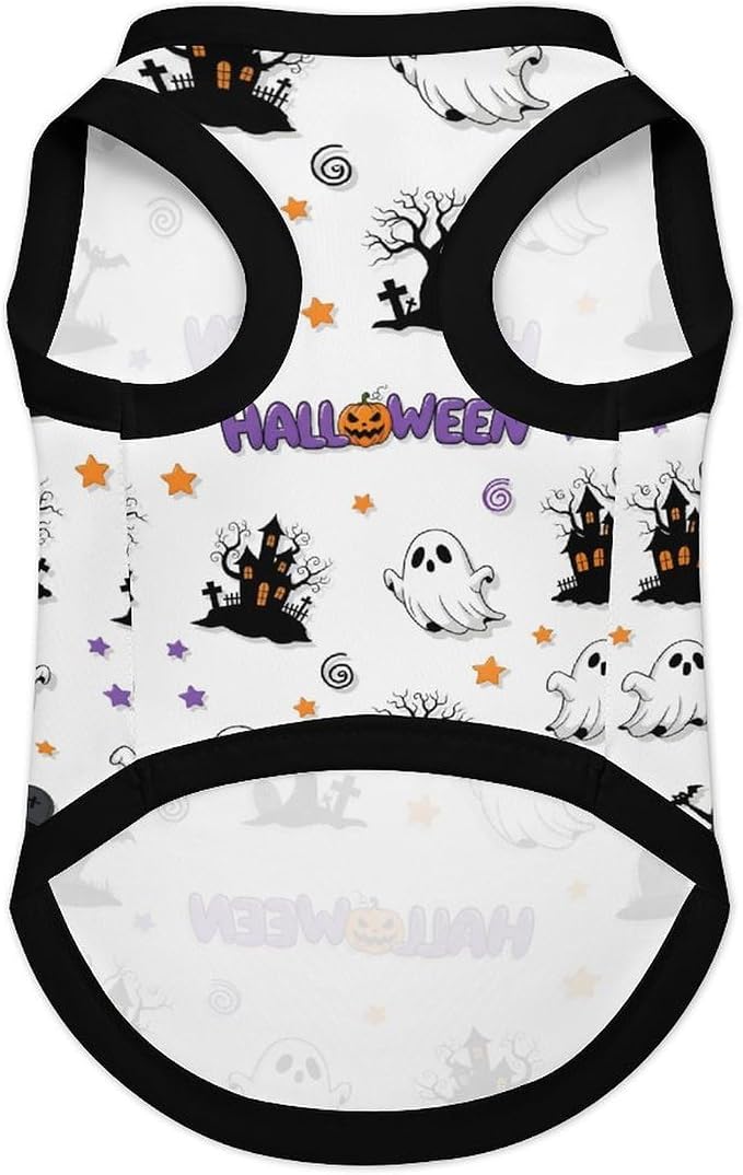 Halloween Pet Vest Castle Boo Star Pet Shirts Small | spooky season Dog Shirt Vest cute pet Sleeveless Vests Ice Silk Dog T-Shirts holiday Dog Clothes Halloween Canine Wear