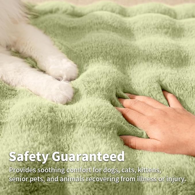 SOMAHE Soft Plush Cat Bed Mat, Machine Washable, Small 23x15 Fruit Green | Machine Washable + Non-Slip Paw Bottom: soft cat mat stays fluffy and steadier on floors, couches, and cat trees.