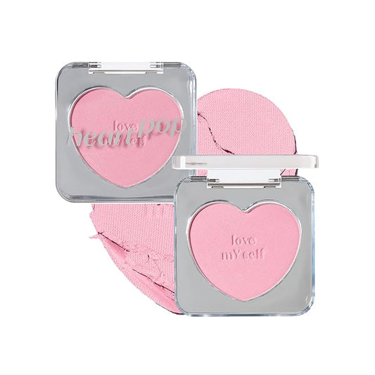 ETUDE Heart Pop Blush, Cool Berry Cheek Color, Natural Highlight & Glossy Finish, Lightweight Formula, Compact 0.2 oz – Squeeze Berry