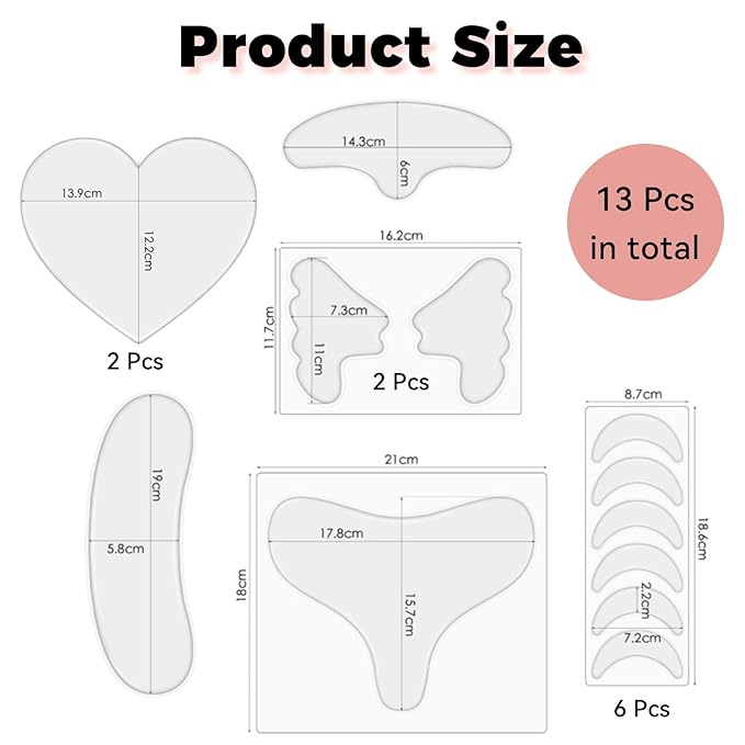Reusable Silicone Wrinkle Patches - 11-Piece Complete Set for Face, Neck, Chest, Forehead, Under Eye & Nasolabial Folds - Anti-Wrinkle Treatment for Smoothing, Firming & Hydrating Skin