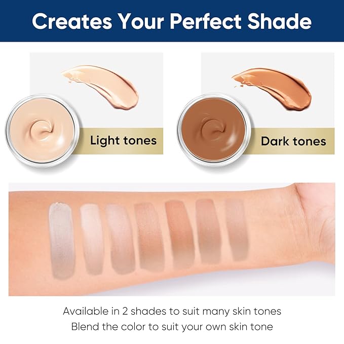 Tattoo Cover Up Makeup Waterproof, 2 Color Long Lasting Tattoo Concealer for Body, Covers Scars, Vitiligo, Dark Spots, Waterproof & Sweatproof