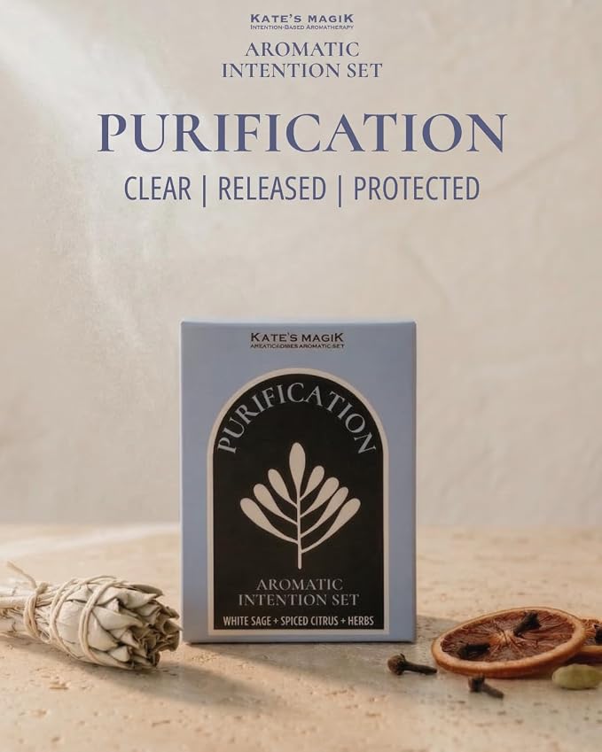 Kate’s Magik Purification Aromatic Intention Set, Protective Mist and Roll-Ons, White Sage, Juniper and Cedarwood, Wearable Aromatherapy for Clarity and Refreshing Rituals