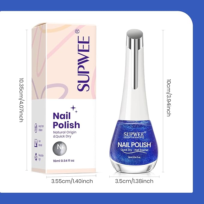 Blue Magnetic Nail Lacquer, Quick Dry Cat Eye Nail Polish Non Gel Fingernail DIY Manicure For Women Girls 16ml/0.54 oz