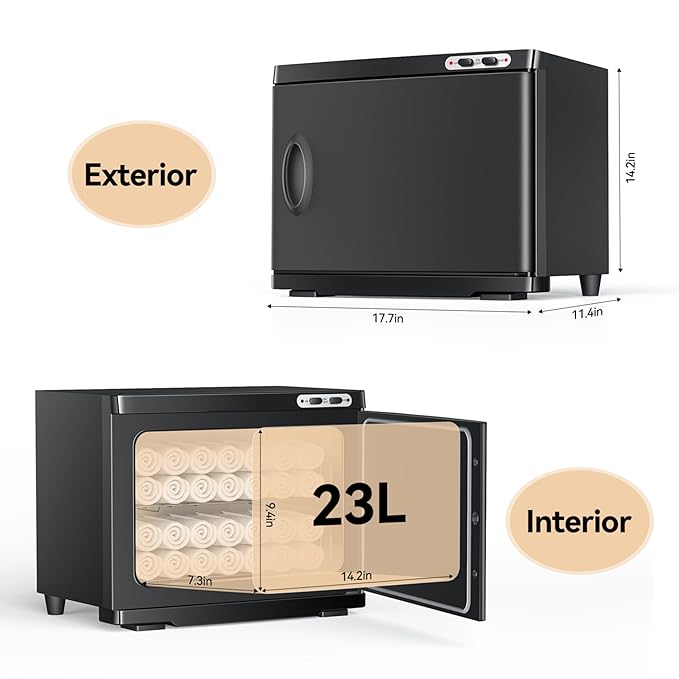 23L Hot Towel Warmer Spa, Large 2-in-1 Spa Towel Warmers for Facials Esthetician, Towel Warmer Cabinet Towel Heater for Barber, Salon(Black)