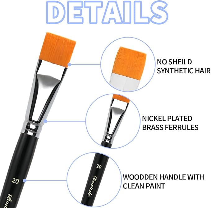 Bowitzki Black Face Paint Brushes 8 pcs,Professional Artist Brush for Body face Painting,Acrylic Painting Watercolor Oil Gouache