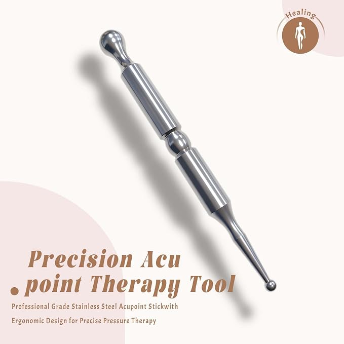 Gdojj Acupuncture Pen, Stainless Steel Acupressure Pen, Trigger Point Massage Tool for Muscle Tension Relief, Manual Reflexology Massage Tool