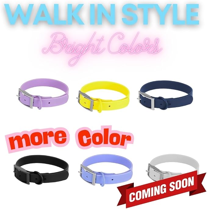 Waterproof Dog Collar, Soft Comfortable Pet Collars, Adjustable Odor Proof Heavy Duty Dog Collars Easy to Clean for Large, Medium Small Dogs by Bee N Buu (Purple, Medium (length12-16, Width 3/4"))