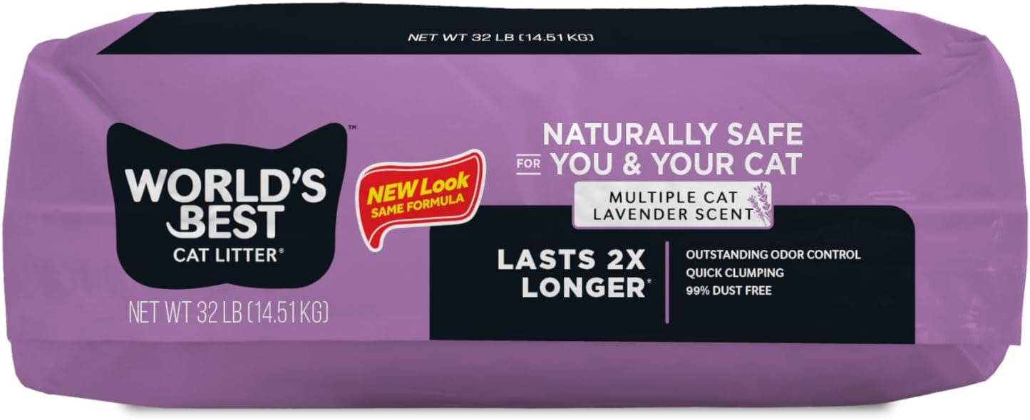 World's Best Cat Litter, Lavender Scented, Long-Lasting Odor Control, 32 lb