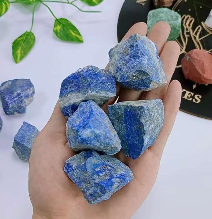 LAIDANLA Lapis Lazuli 2" Natural Rough Stones Crystal Large Raw Crystals Bulk Healing Gemstones for Reiki Healing Tumbling Fountain Rocks Wire Wrapping Decoration 4PCS 0.55lb