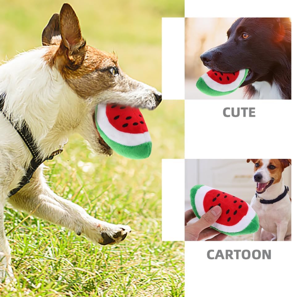 Milisten 4pcs Squeaky Dog Chew Toy Interactive Watermelon Molar Toy for Dogs Encourages Healthy Chewing and Keeps Pets Engaged for Teething Puppies and Playtime