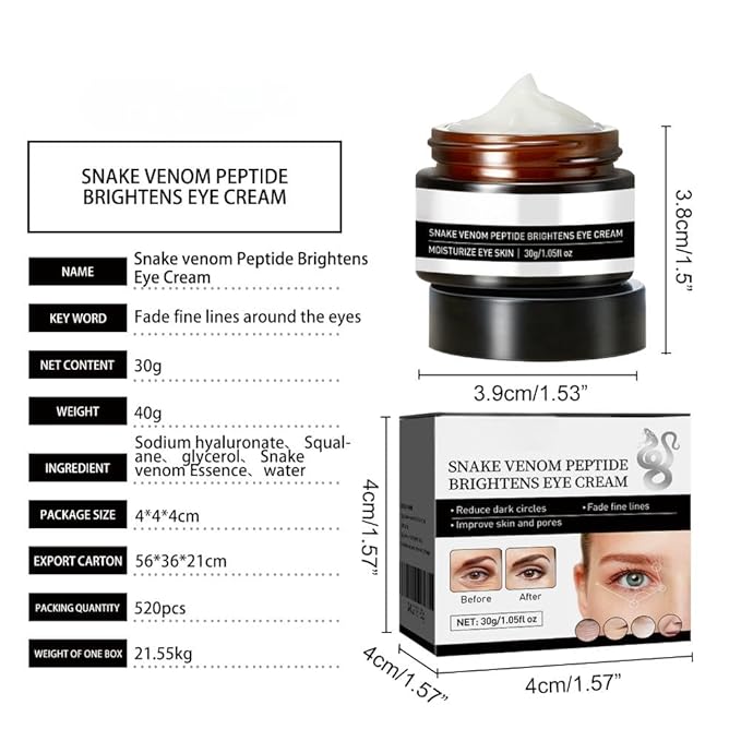 Snake Peptide Eye Cream，Anti-Aging Eye Cream for Dark Circles, Puffiness & Wrinkles, Hydrating Eye Treatment with Niacinamide & Glycerin (2)