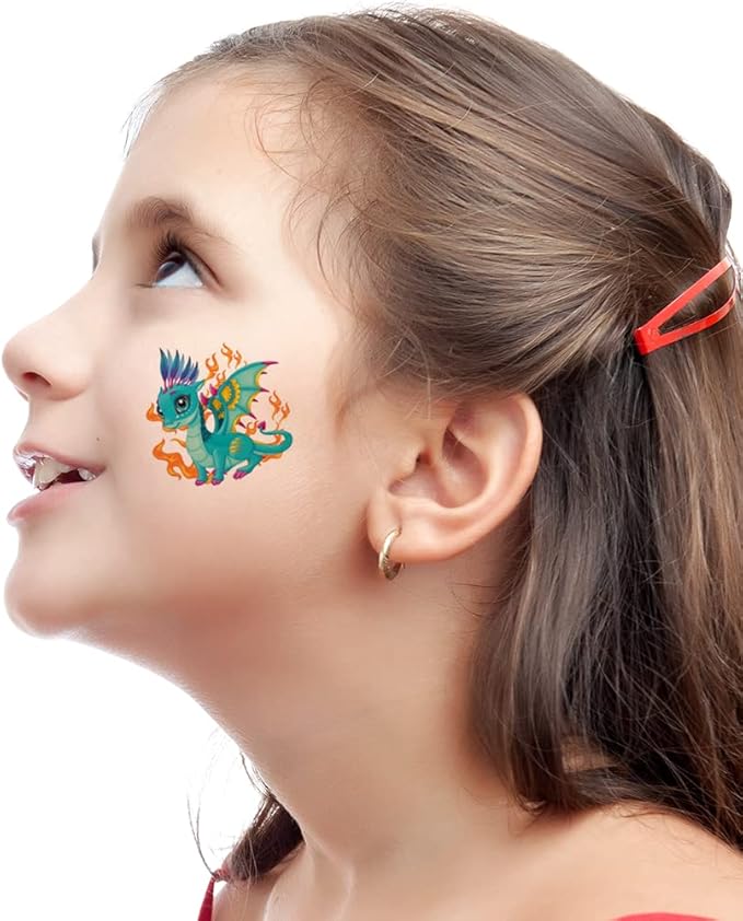 ArtCreativity Dragon Individual Temporary Tattoos for Kids - Bulk Pack of 144 Pre-Cut Dragons Tattoos in Assorted Designs, Non-Toxic 2 Inch - Dragon Tattoo Birthday Party Favors, Goodie Bag Stuffers