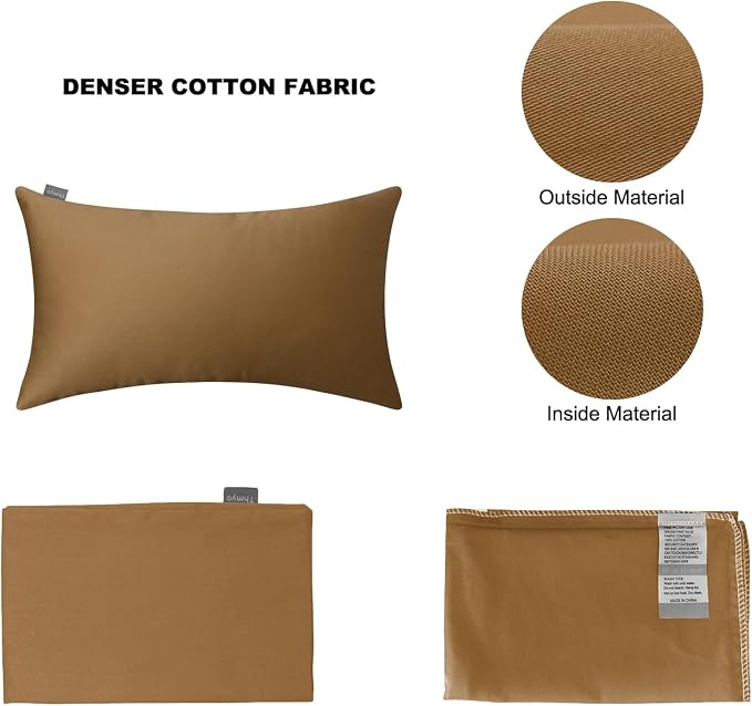 Thmyo 4-Pack 100% Cotton Lumbar Comfortable Solid Decorative Throw Pillow Case, Rectangle Cushion Cover Pillowcase, DIY Throw Pillowcase for Sofa Bed(12x20inch/30x50cm, Light Coffee)