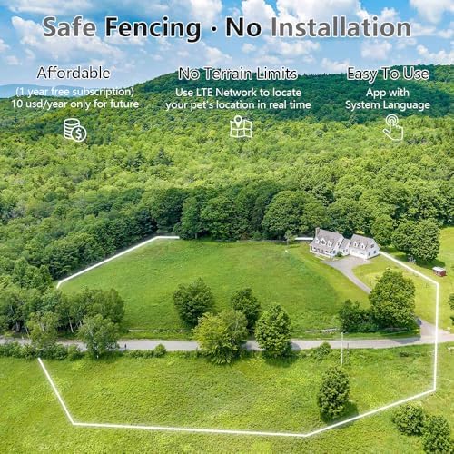 GPS Dog Collar Fence System: 7x24 Real-Time GPS Tracking, Health Monitoring, Virtual Fence, IPx7 Waterproof Design for Dogs and Multi-Pets Virtual Fence & Escape Alerts, 5-Day Battery Life