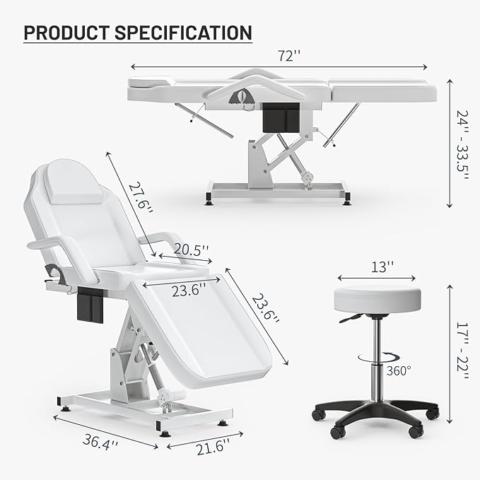 Electric Spa Beds for Esthetician Height Adjustment Professional Tattoo Chair for Client Electric Facial Chairs for Esthetician Bed
