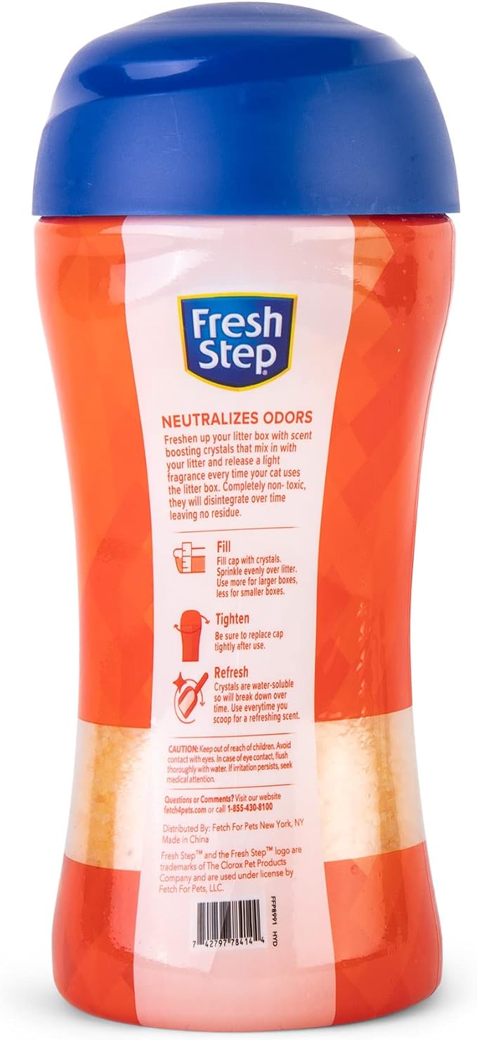 Fresh Step Cat Litter Crystals Deodorizer, Non Toxic Odor Neutralizing Crystals for Litter Boxes that Help Control Smells and Keep Home Areas Fresh, Summer Breeze Scent, 15 Ounce | Non-toxic crystals neutralize odor at the source in any litter box, kee...