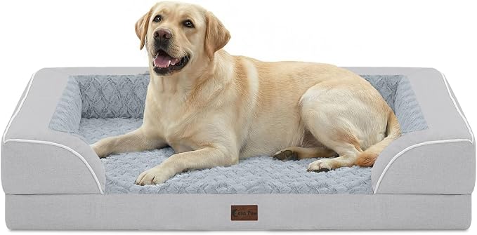 Orthopedic Dog Bed for Extra Large Dogs, 45x35in, Light Grey | Orthopedic Foam Relieves Joint Pressure, Bolsters Supports Head And Neck, Washable Cover, Non-Slip Bottom