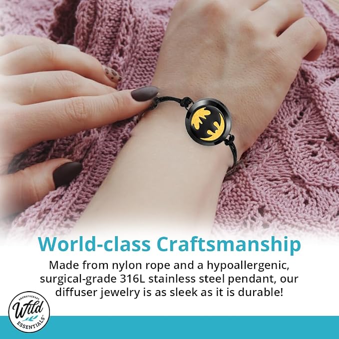 Wild Essentials Potter Hallows Essential Oil Diffuser Bracelet, Stainless Steel Aromatherapy Locket, Adjustable Nylon Band, 12 Color Pads, Customizable Color Changing Perfume Jewelry for Aromatherapy