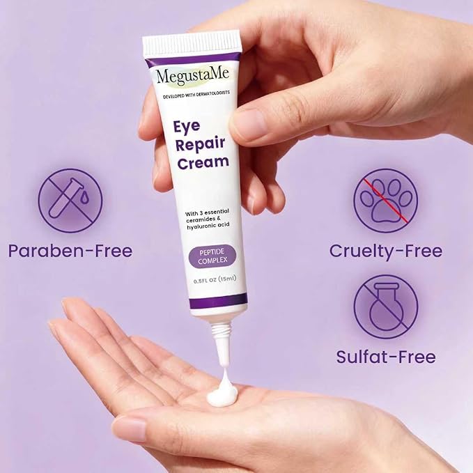 Eye Repair Cream 15ml - Peptide Complex Eye Cream with 3 Essential Ceramides, Niacinamide & Hyaluronic Acid, Dermatologist Developed Anti-Aging Eye Treatment for Fine Lines, Dark Circles.