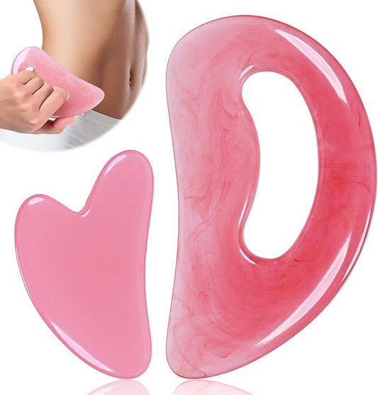 FDKJEJC Body Gua Sha Tool Cellulite Guasha Tool for Body Body Massage Tools (Natural Resin) Lymphatic Drainage Tool Guasha Tool for Face，Back, Legs, Women's Body Shaping Tools (Pink) (Pink)