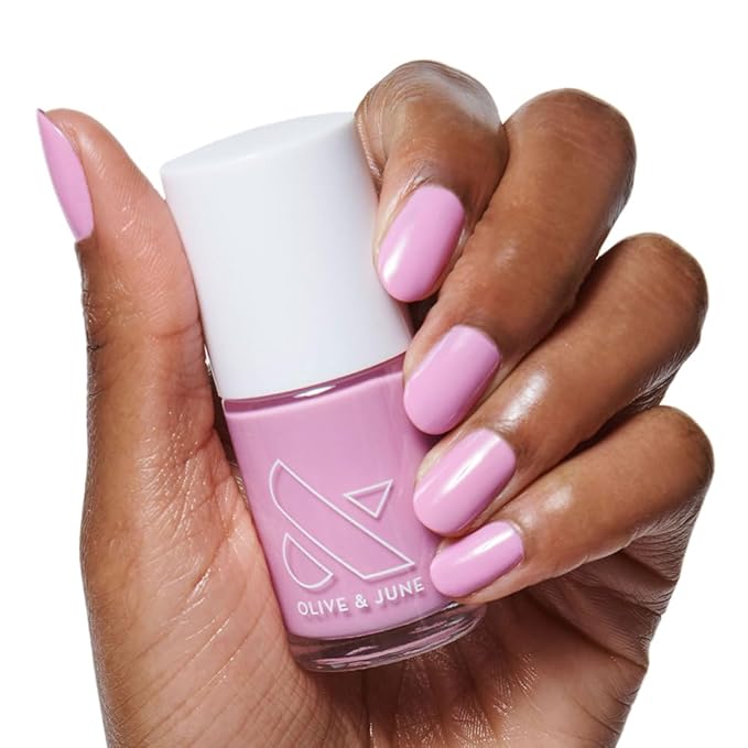Olive & June Long Lasting Nail Polish | Spring Pastel Nails | Plump Gel-Like Finish No Lamp Needed | Lasts up to 10 days | Salon-Quality 15-Free Vegan & Cruelty-Free Chip-Resistant | JM Pinky Lavender