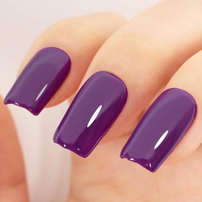 Dark Purple Gel Nail Polish, 0.51 Fl Oz UV/LED Soak Off Deep Grape Purple Gel Polish Kit for Manicure Salon or DIY Nail Art Starter, Fall Winter Color - GP0057