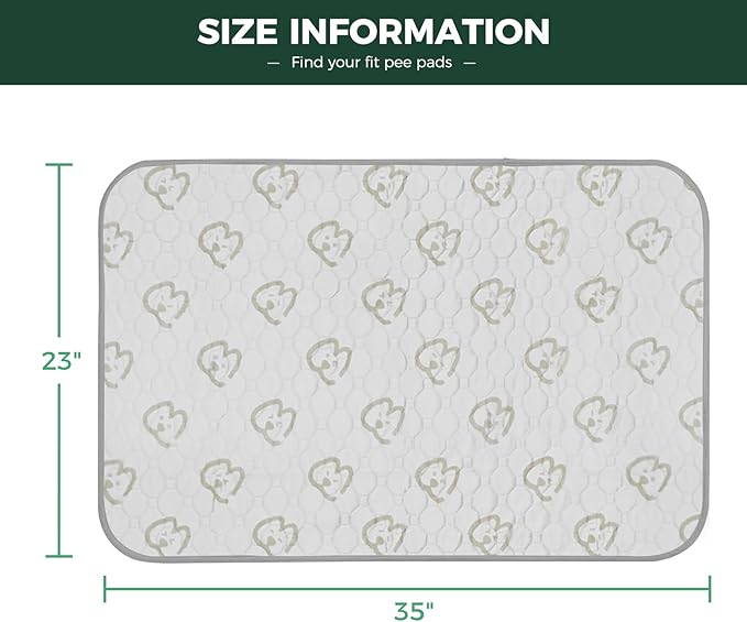 FXW Washable Pee Pads for Dogs, Super Absorbent, 23" x 35", 2 Packs | Machine washable, Non-slip backing