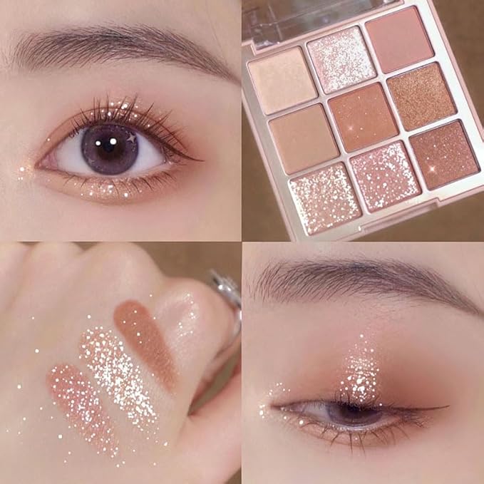 Kayswang 9 Colors Glitter Eyeshadow Makeup Palette, Eye Shadow Powder，Matte High Pigmented Colorful,Creamy Texture, Long LastingEyeshadow Powder Cosmetics,Natural Waterproof (10#)