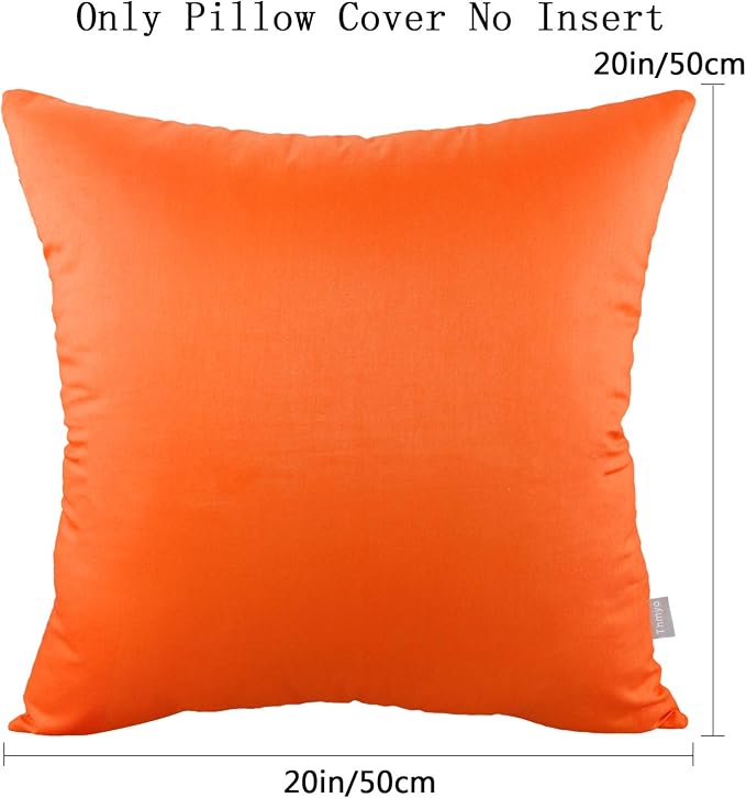 Thmyo 4-Pack 100% Cotton Comfortable Solid Decorative Throw Pillow Case Square Cushion Cover Pillowcase Sublimation Blank Pillow Covers Thanksgiving DIY Throw Pillowcase(20x20inch,Orange)