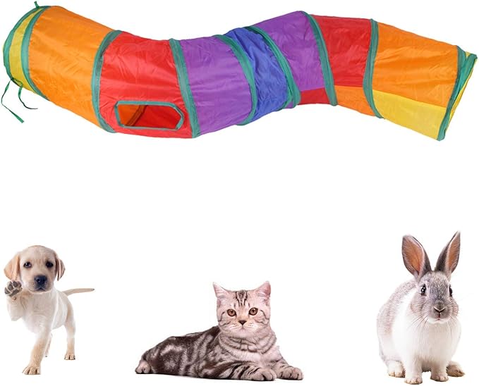 iCAGY Cat Tunnel Toys for Indoor Cats Kittens Rabbits, Pet Toy Play Tunnels