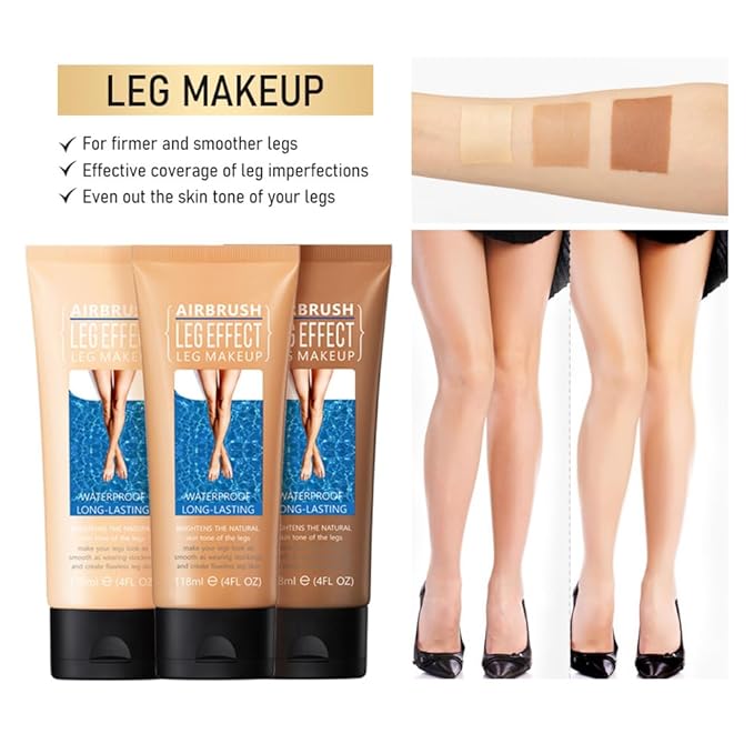 Waterproof Leg & Body Makeup - No Transfer, Covers Varicose Veins, Scars, and Tattoos for All Skin Tones, 4 fl oz (02#Medium, 1 Piece)
