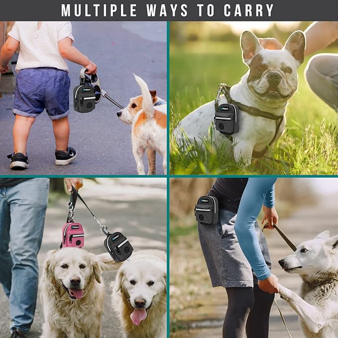 PetAmi Dog Poop Bag Holder for Leash Waste Bag Dispenser Pet Pouch Charcoal