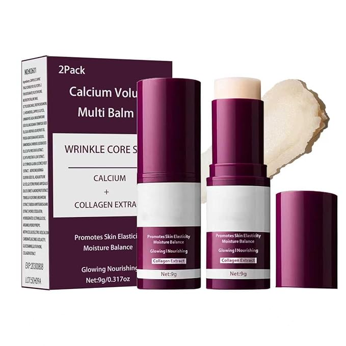 2PCS Calcium Multi Balm Stick -Collagen Moisturizing Balm Stick for Face,Eyes & Neck, Anti-Wrinkle Eye Cream, Wrinkle Core Sticks For Firming Skin, Hydrating, Anti-aging